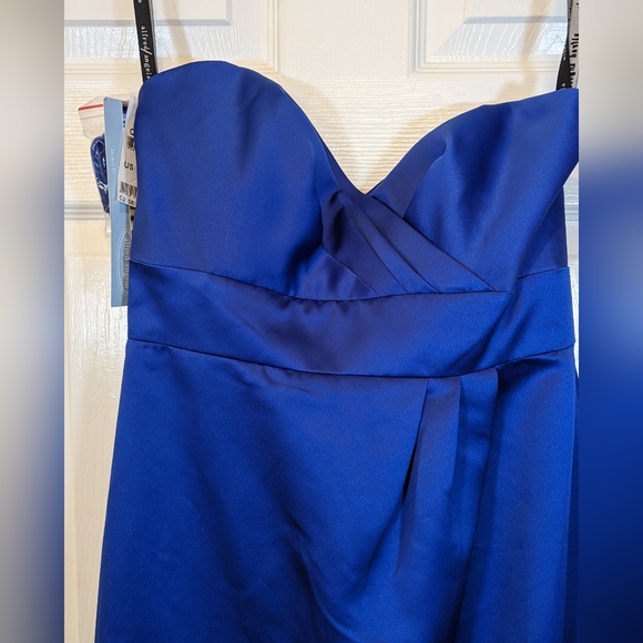 NWT Alfred Angelo strapless blue formal homecoming faux wrap maxi long dress 4 - Picture 5 of 12
